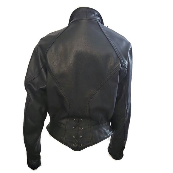 Classic Leather Vintage Women's Black Leather Biker Jacket Small - Picture 3 of 10